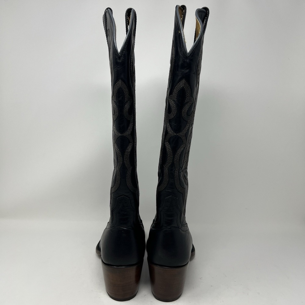SHAYANNE High Desert Tall Western Boots Women's Size 8 Black Leather Snip Toe - Picture 9 of 12